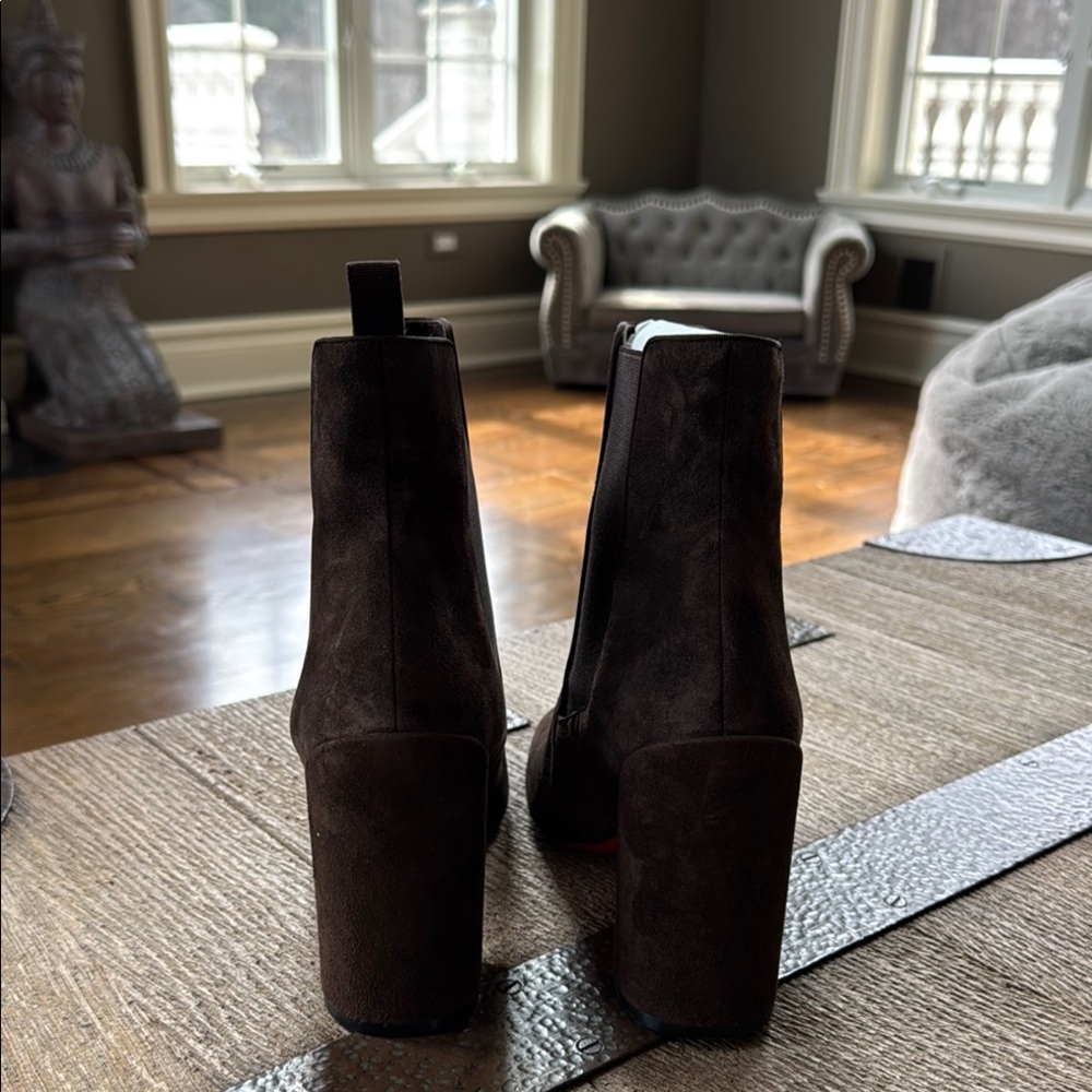 Christian Louboutin turelastic brown cosme suede ankle boot 85mm sz 39.5 - Picture 6 of 12
